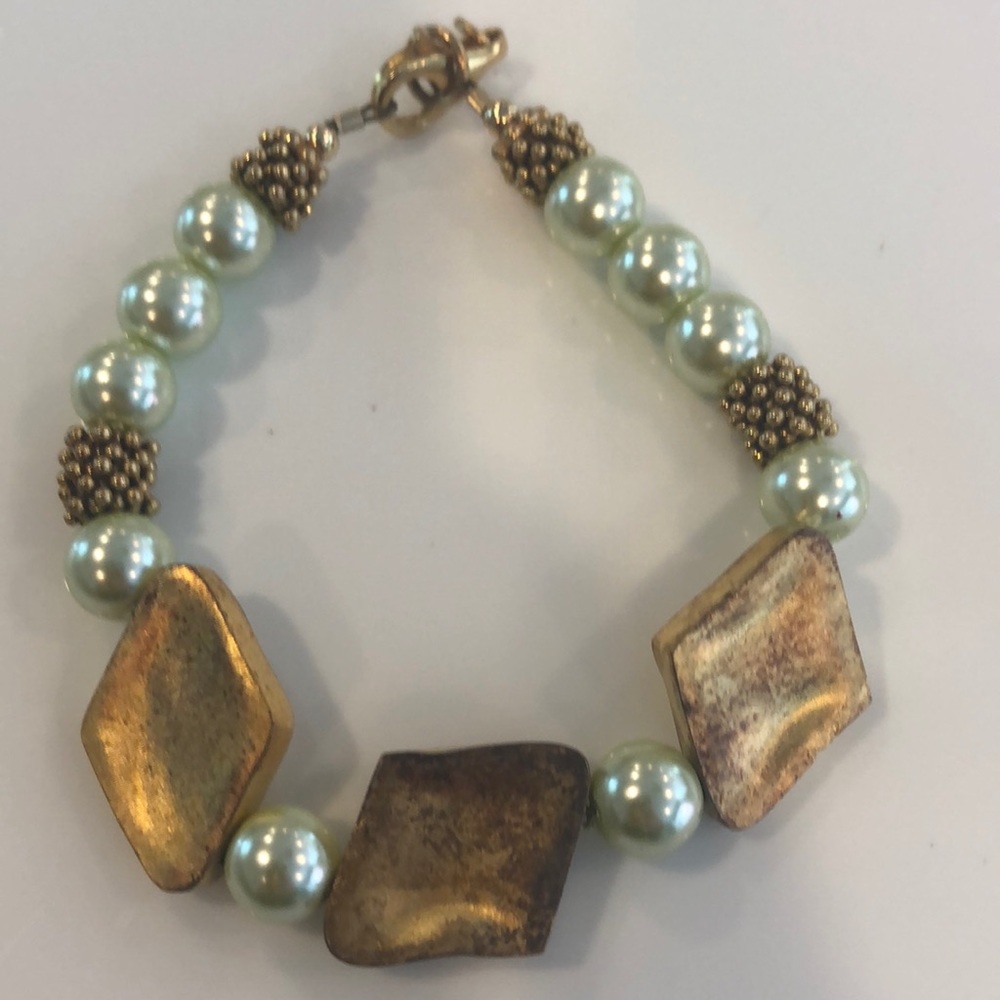 Seafoam and gold bracelet